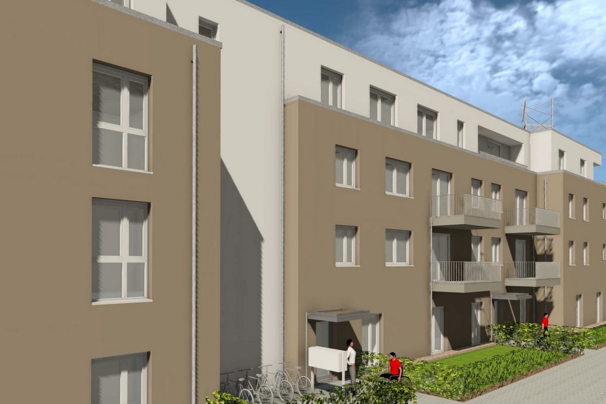 Animation Eingang barrierefreies Mehrfamilienhaus