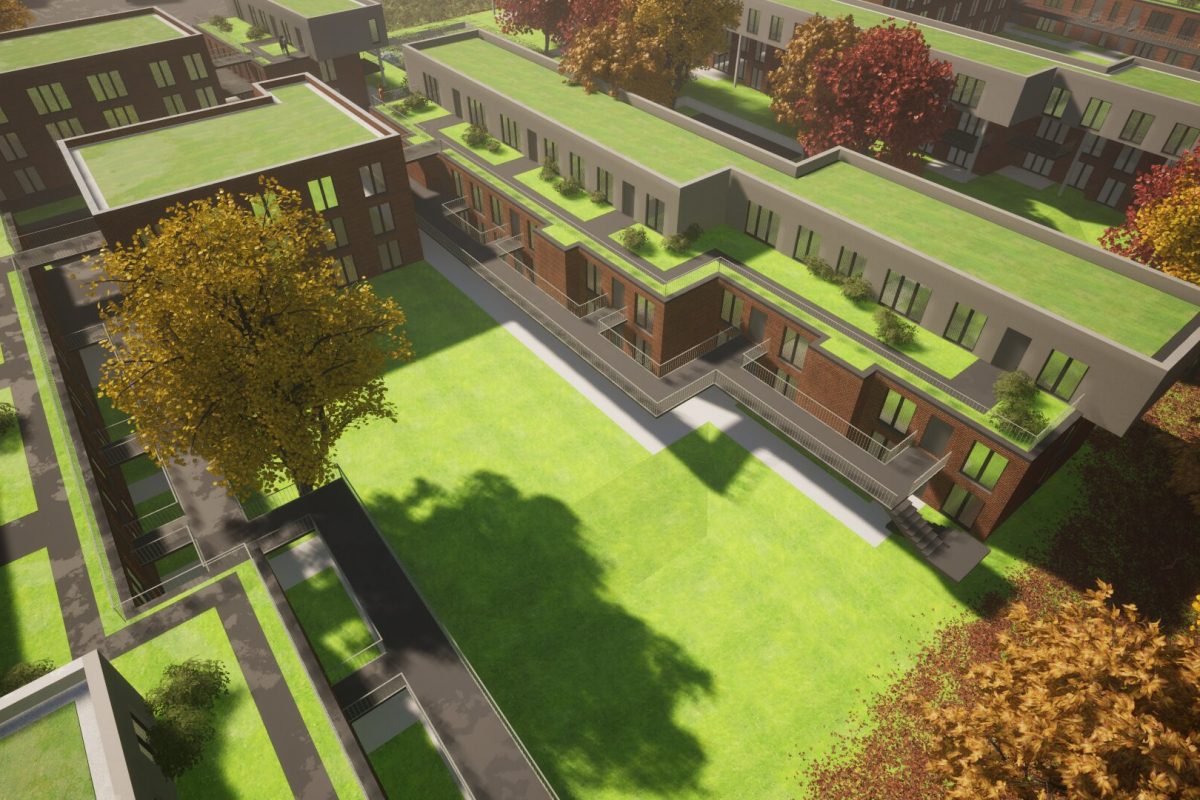 Animation Vogelperspektive Innenhof Walterstaße von Nordwesten